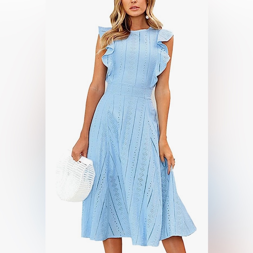 Blue lace midi dress